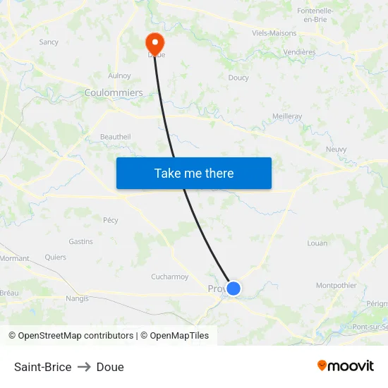 Saint-Brice to Doue map