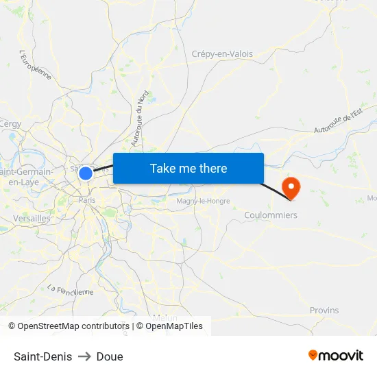 Saint-Denis to Doue map