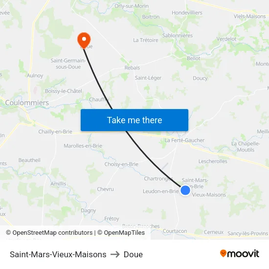 Saint-Mars-Vieux-Maisons to Doue map