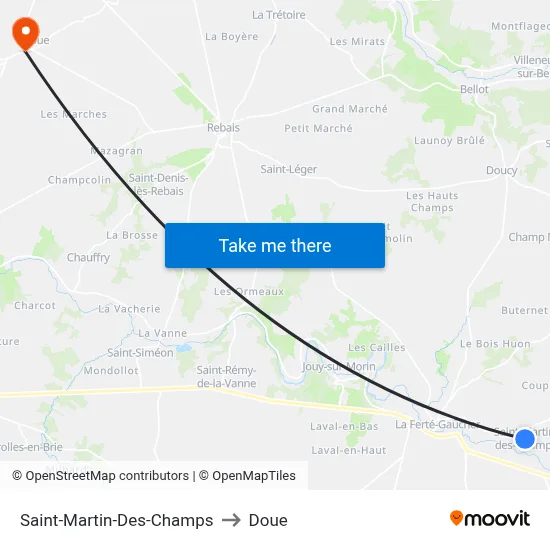Saint-Martin-Des-Champs to Doue map