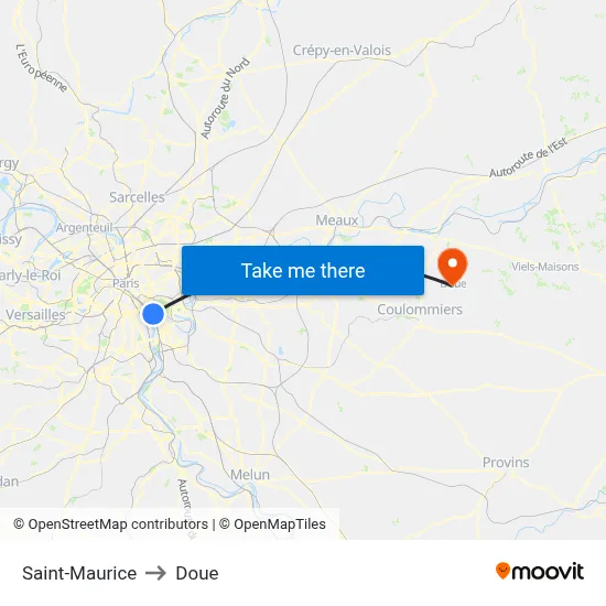 Saint-Maurice to Doue map
