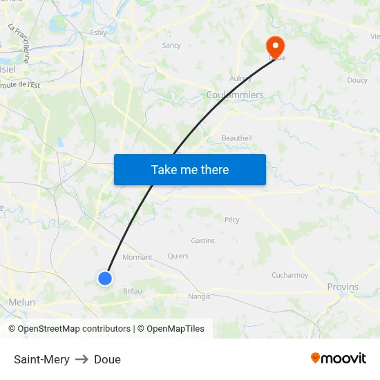 Saint-Mery to Doue map