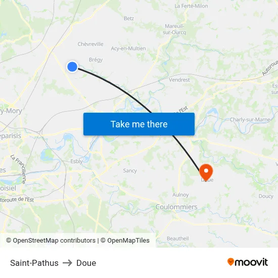 Saint-Pathus to Doue map