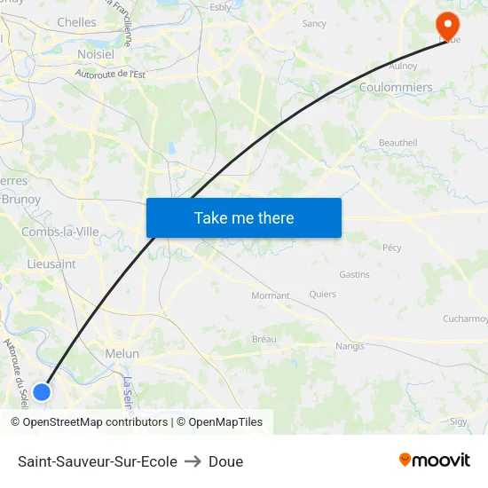 Saint-Sauveur-Sur-Ecole to Doue map