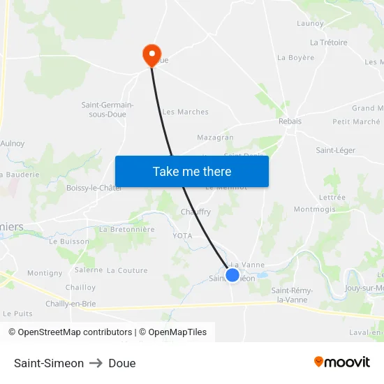 Saint-Simeon to Doue map