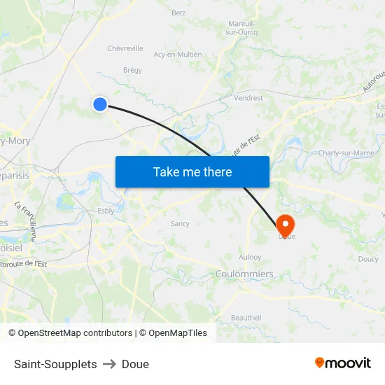 Saint-Soupplets to Doue map