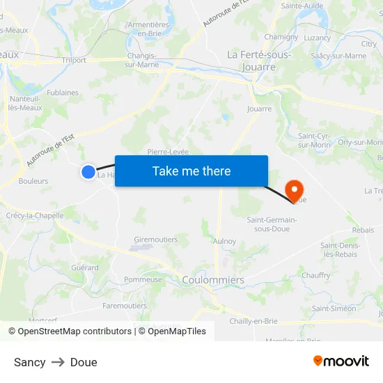 Sancy to Doue map