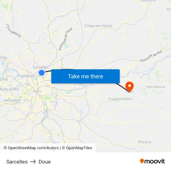 Sarcelles to Doue map