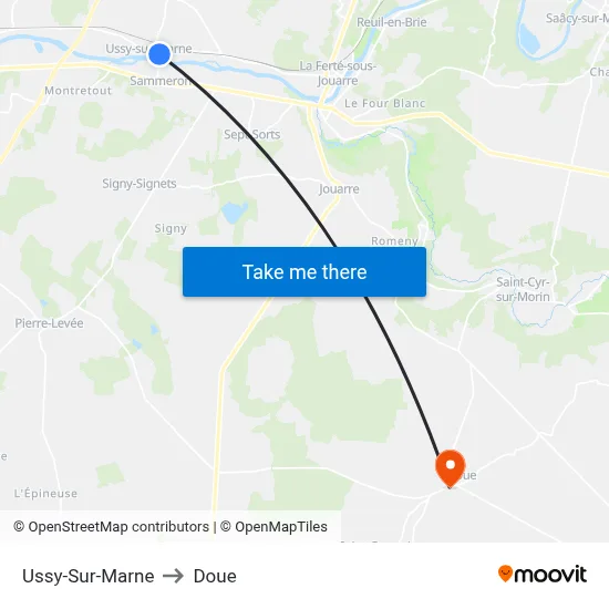 Ussy-Sur-Marne to Doue map