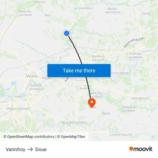 Varinfroy to Doue map