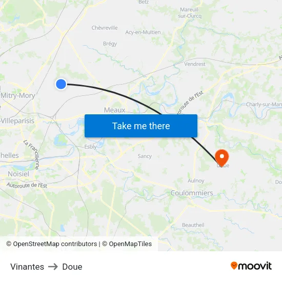 Vinantes to Doue map