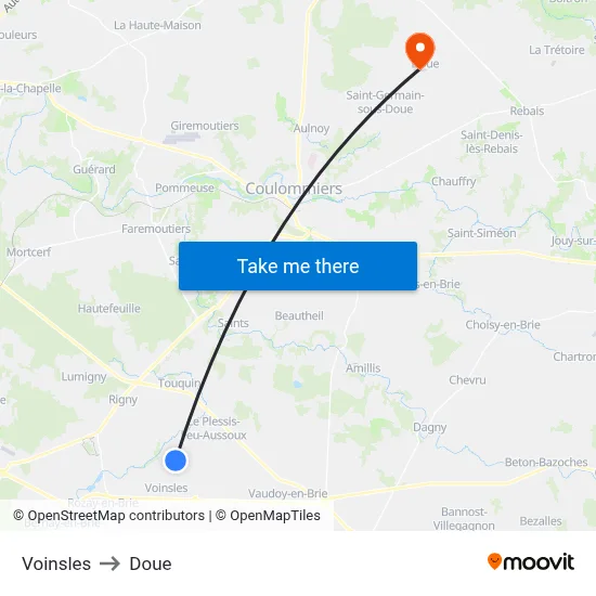 Voinsles to Doue map