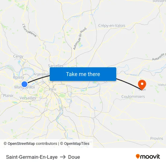Saint-Germain-En-Laye to Doue map