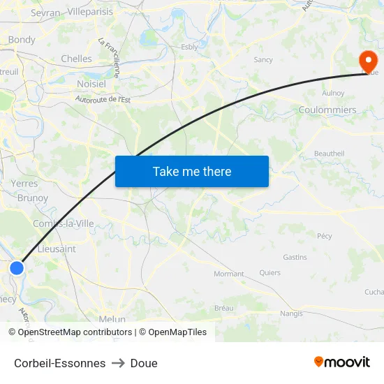 Corbeil-Essonnes to Doue map