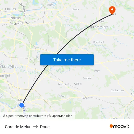 Gare de Melun to Doue map