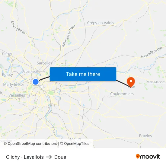Clichy - Levallois to Doue map