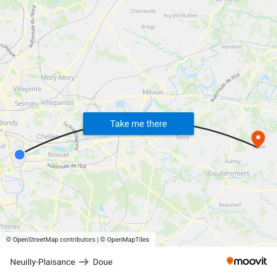 Neuilly-Plaisance to Doue map