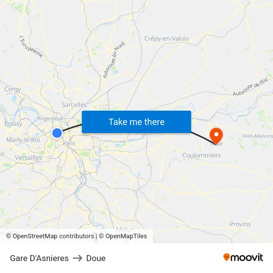 Gare D'Asnieres to Doue map