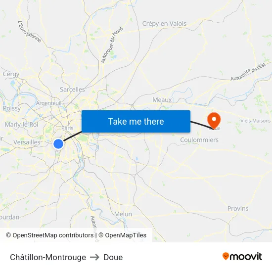 Châtillon-Montrouge to Doue map