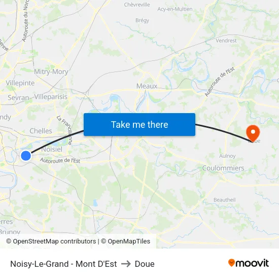 Noisy-Le-Grand - Mont D'Est to Doue map