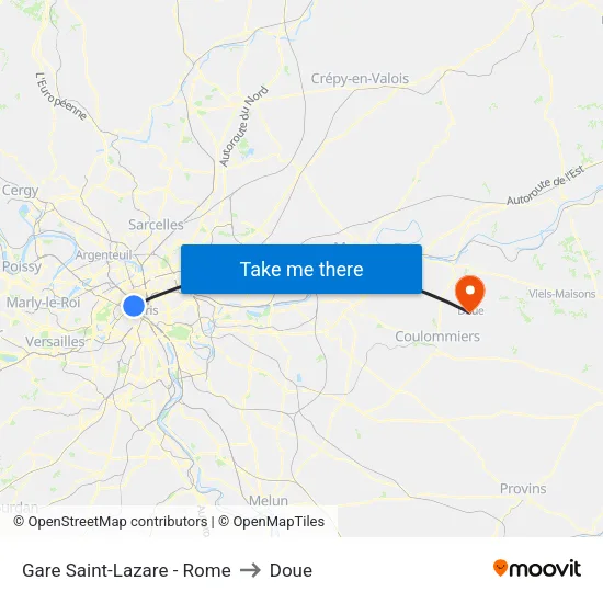 Gare Saint-Lazare - Rome to Doue map