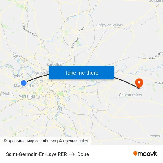 Saint-Germain-En-Laye RER to Doue map