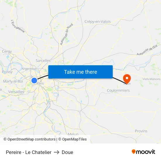 Pereire - Le Chatelier to Doue map