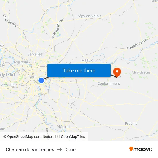 Château de Vincennes to Doue map