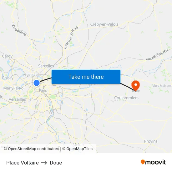 Place Voltaire to Doue map