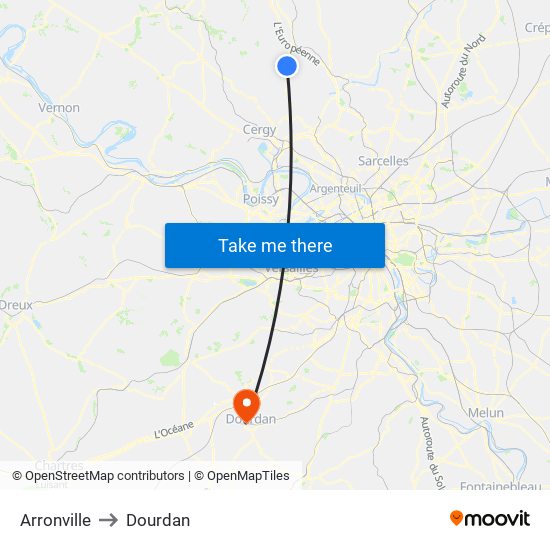 Arronville to Dourdan map