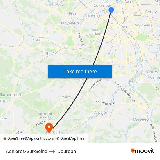 Asnieres-Sur-Seine to Dourdan map