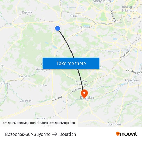 Bazoches-Sur-Guyonne to Dourdan map