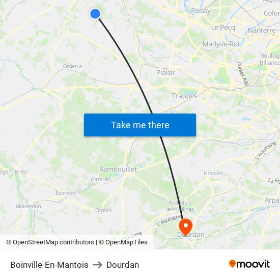 Boinville-En-Mantois to Dourdan map