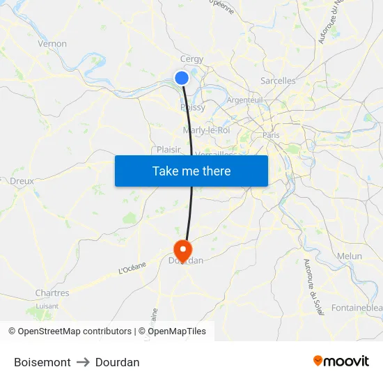 Boisemont to Dourdan map