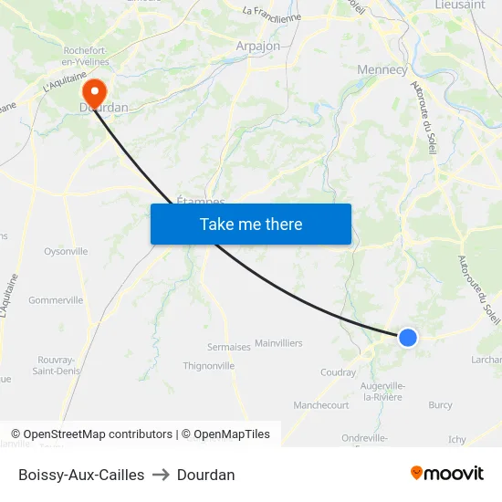Boissy-Aux-Cailles to Dourdan map
