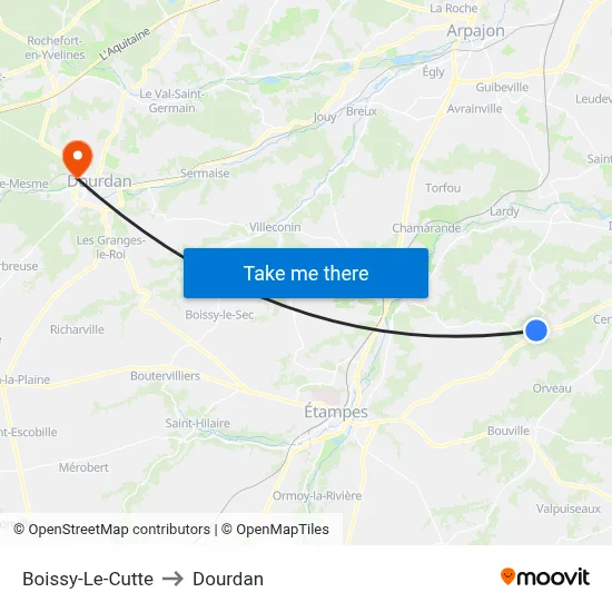 Boissy-Le-Cutte to Dourdan map