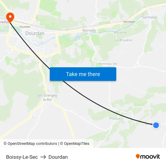 Boissy-Le-Sec to Dourdan map