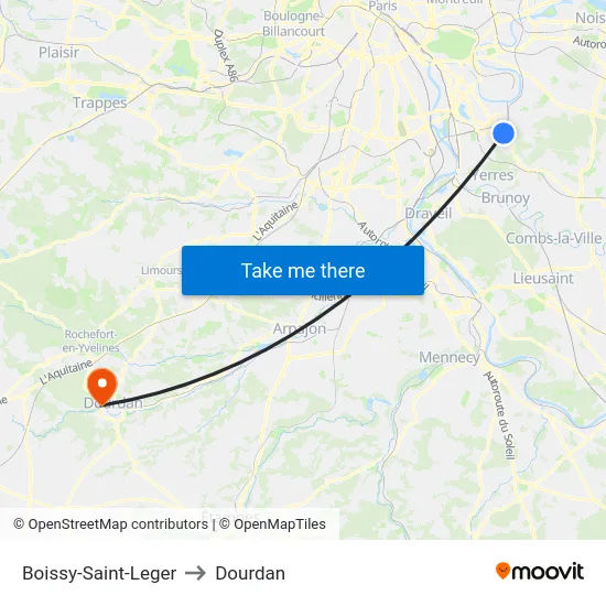 Boissy-Saint-Leger to Dourdan map