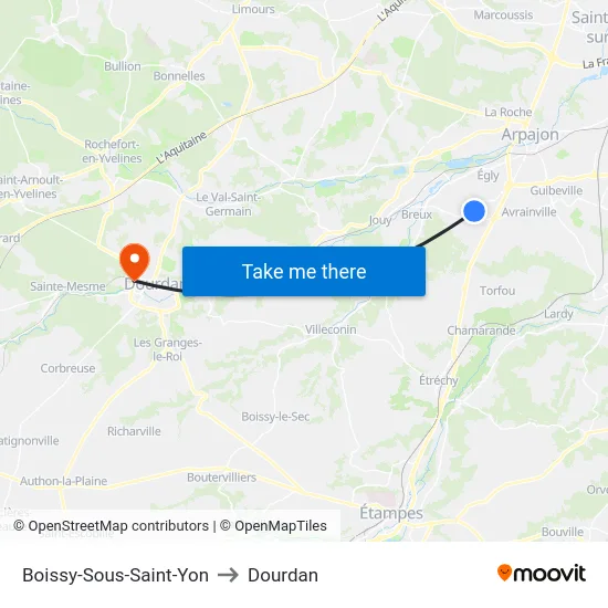 Boissy-Sous-Saint-Yon to Dourdan map