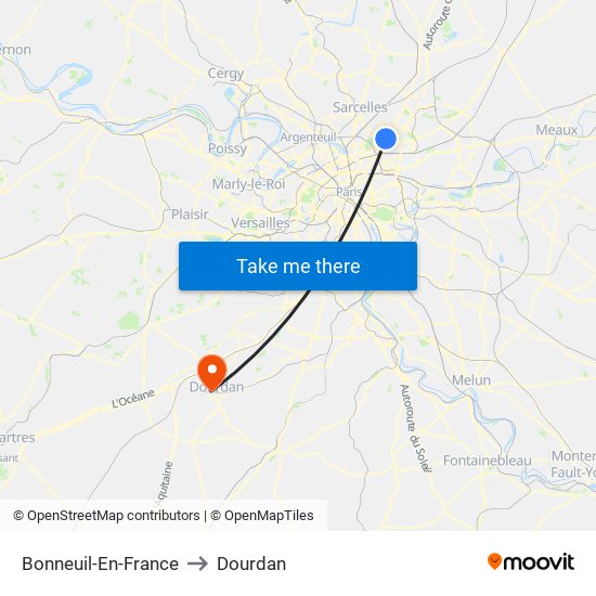 Bonneuil-En-France to Dourdan map