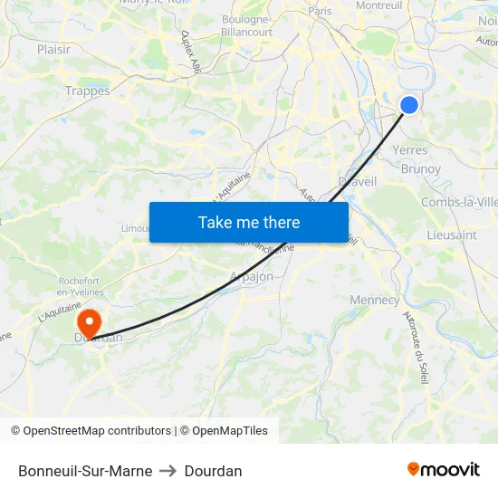 Bonneuil-Sur-Marne to Dourdan map