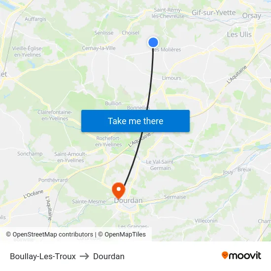 Boullay-Les-Troux to Dourdan map