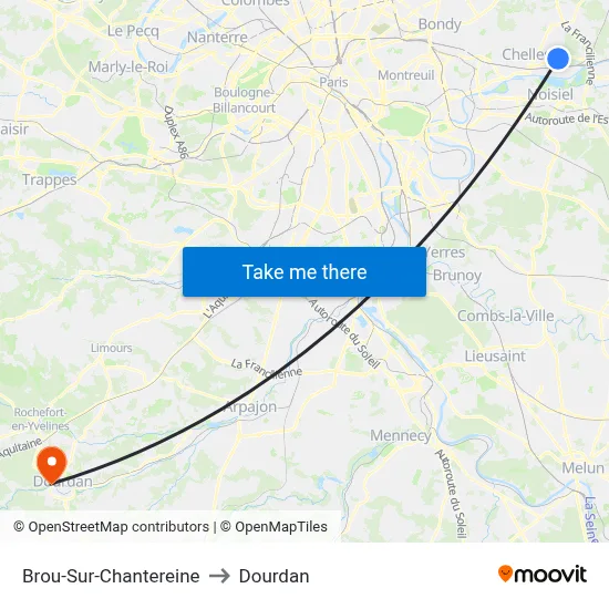 Brou-Sur-Chantereine to Dourdan map