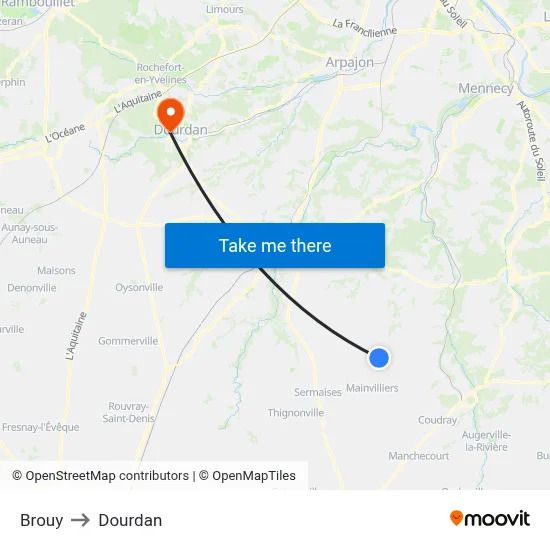 Brouy to Dourdan map