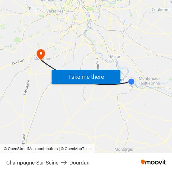 Champagne-Sur-Seine to Dourdan map