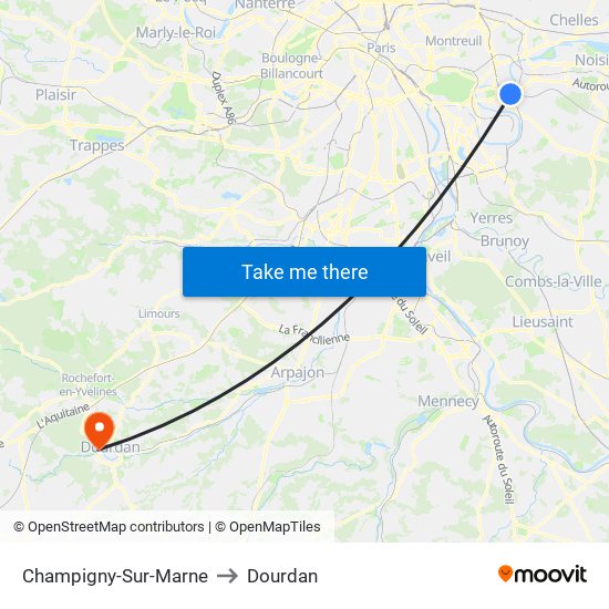Champigny-Sur-Marne to Dourdan map