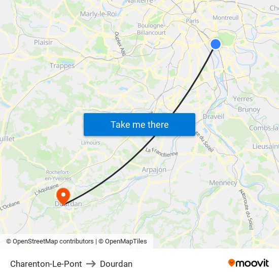 Charenton-Le-Pont to Dourdan map