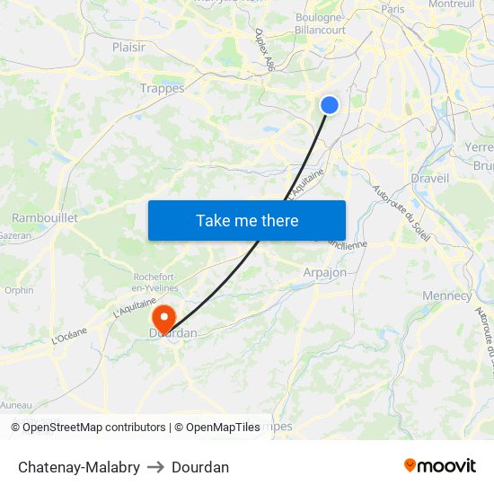 Chatenay-Malabry to Dourdan map