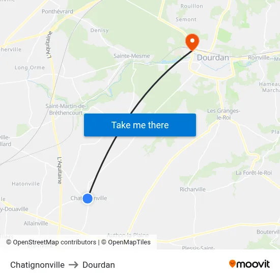 Chatignonville to Dourdan map