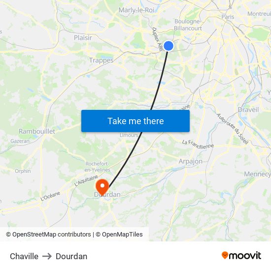 Chaville to Dourdan map